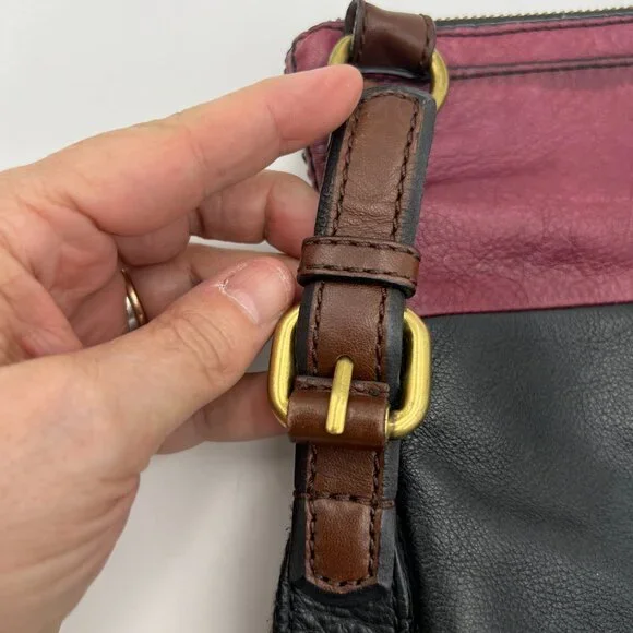 Fossil Explorer Two-Tone Leather Crossbody Bag